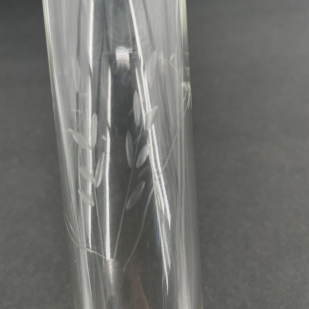 Duchin Creations Sterling Base Etched Glass Flute Bud Vase Tulip Weighted 9.5" T - Picture 6 of 13